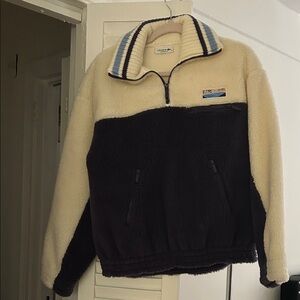 Lacoste Cream and Black Fleece Jacket